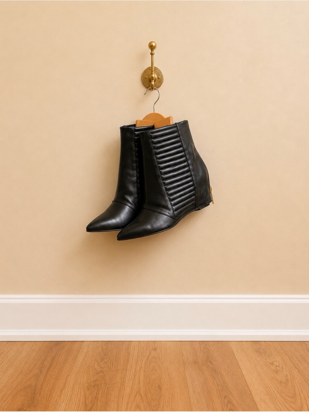 AKIRA Black Wedge Ankle Boots Size 9.5